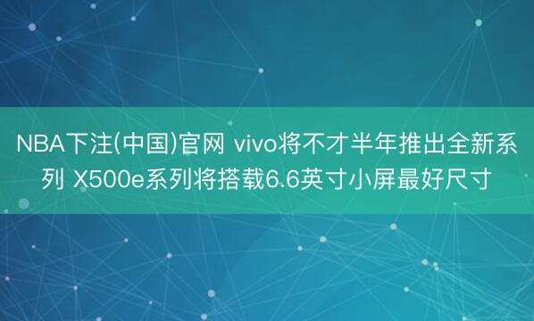 NBA下注(中国)官网 vivo将不才半年推出全新系列 X500e系列将搭载6.6英寸小屏最好尺寸