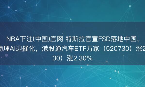 NBA下注(中国)官网 特斯拉官宣FSD落地中国，汽车物理AI迎催化，港股通汽车ETF万家（520730）涨2.30%