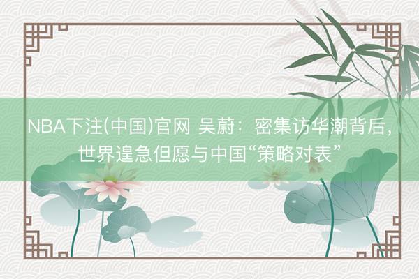 NBA下注(中国)官网 吴蔚：密集访华潮背后，世界遑急但愿与中国“策略对表”