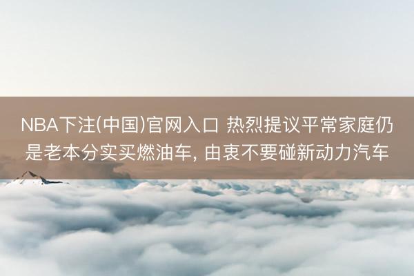 NBA下注(中国)官网入口 热烈提议平常家庭仍是老本分实买燃油车， 由衷不要碰新动力汽车