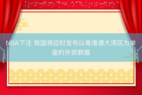 NBA下注 我国将应时发布以粤港澳大湾区为举座的外贸数据
