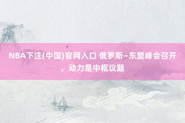 NBA下注(中国)官网入口 俄罗斯—东盟峰会召开,动力是中枢议题